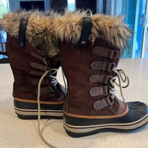 Sorel Snow Boots Brown Faux Fur/fleece Liner Waterproof Size 6